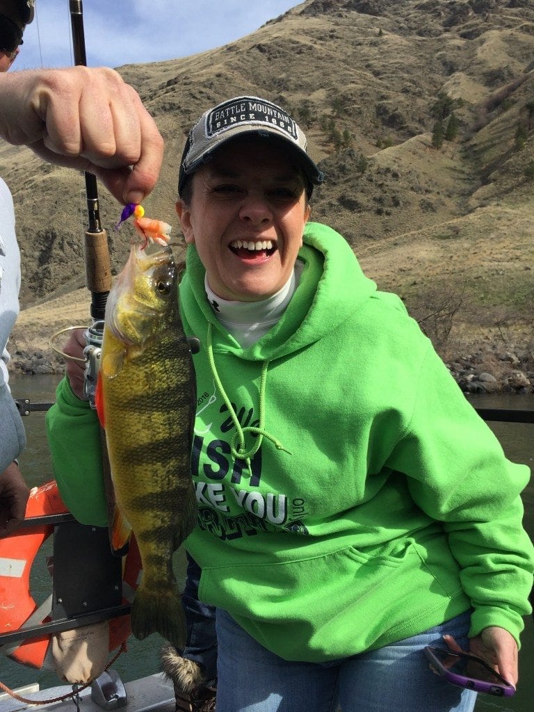 Sonja Schoorl Group catch a Nice Perch in Hells Canyon