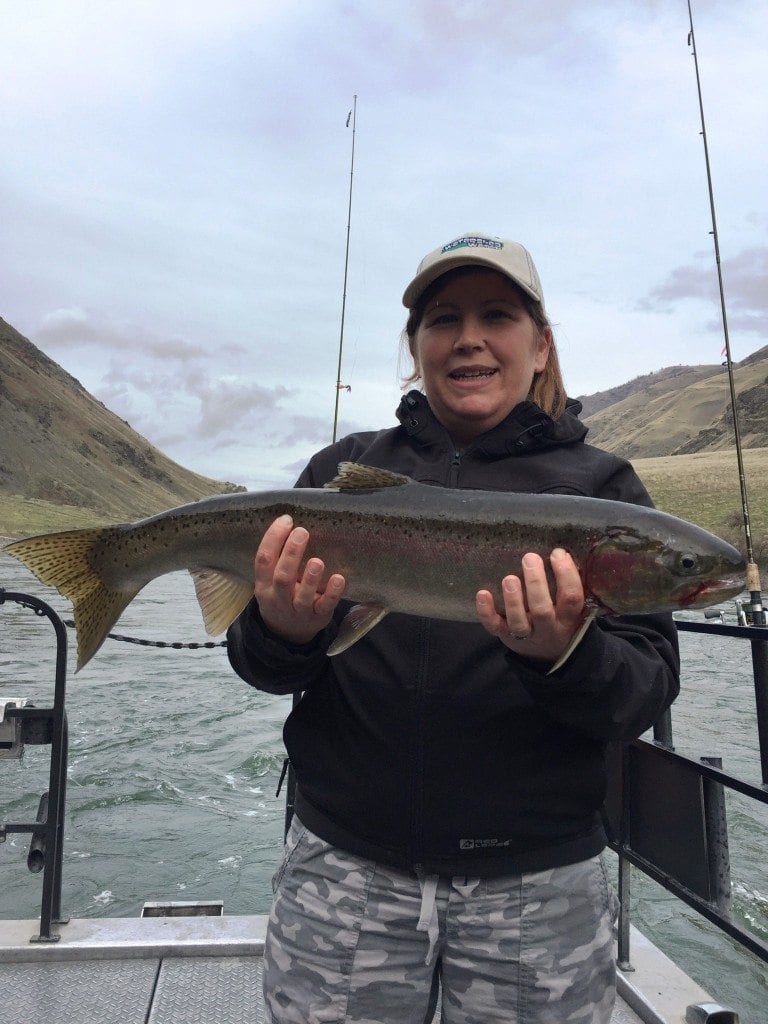 Cindy Busche is shown here with her second fish, way to go Cindy!
