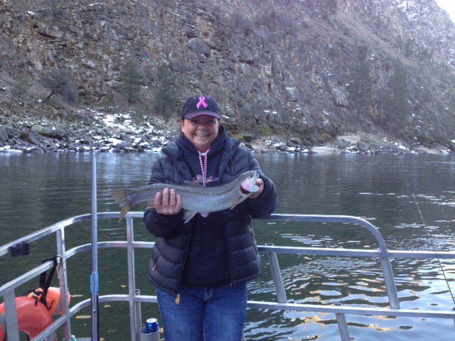 Berny Sessions catches her very First Steelhead on her Birthday... Happy Birthday Girl!