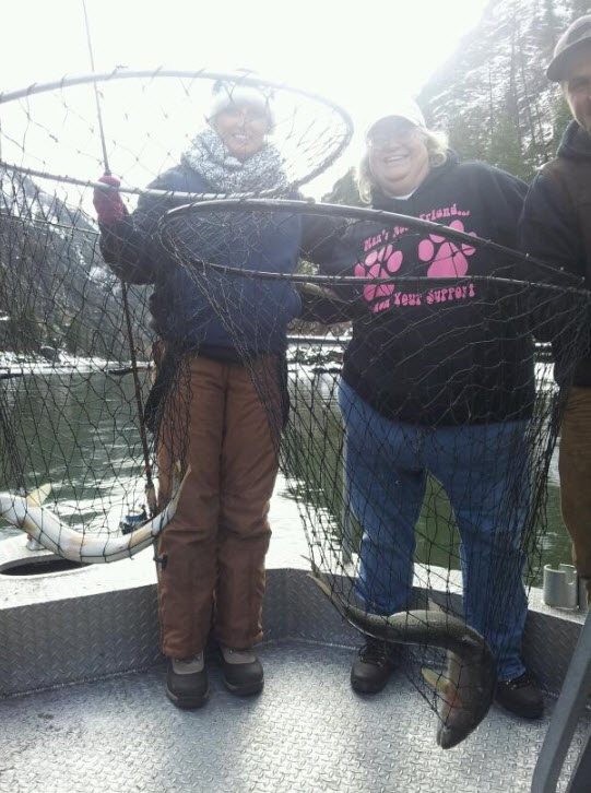 Catching Steelhead 2 at a time with Sam on 2-24-14 WWB 2014