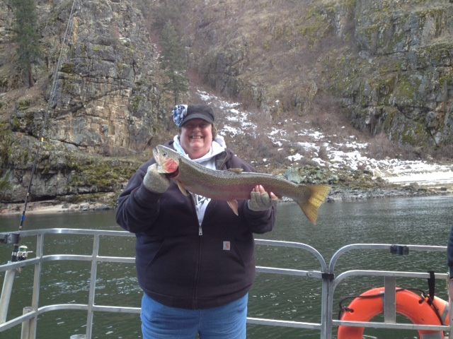 Cindy Christensen poses with her first of 4 Fish.. Way to go Cindy..